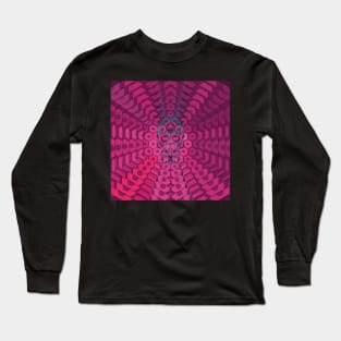 Electroluminated Skull Radiate - Fuschia Long Sleeve T-Shirt